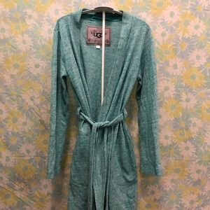 UGG green and white soft belted robe size XS